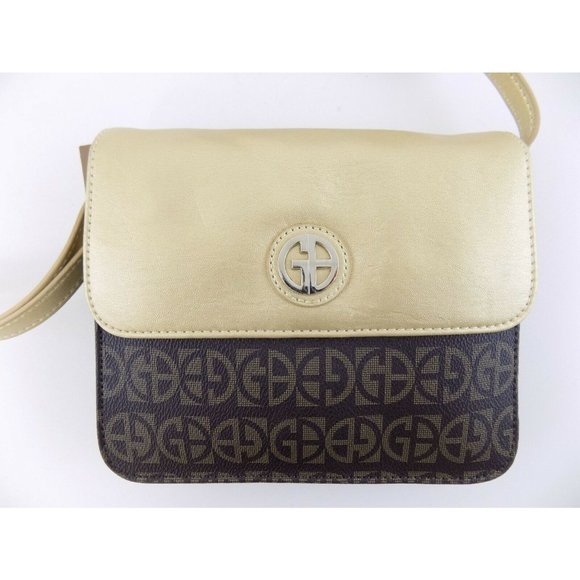 Giani Bernini Colorblocked Signature Crossbody Handbag Brown Gold - Picture 3 of 8